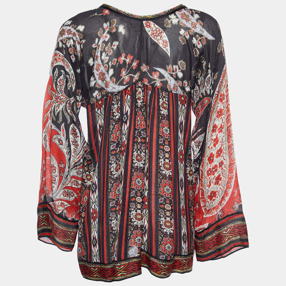 Isabel Marant Etoile Multicolor Printed Chiffon Crepe Top S - Picture 3 of 6